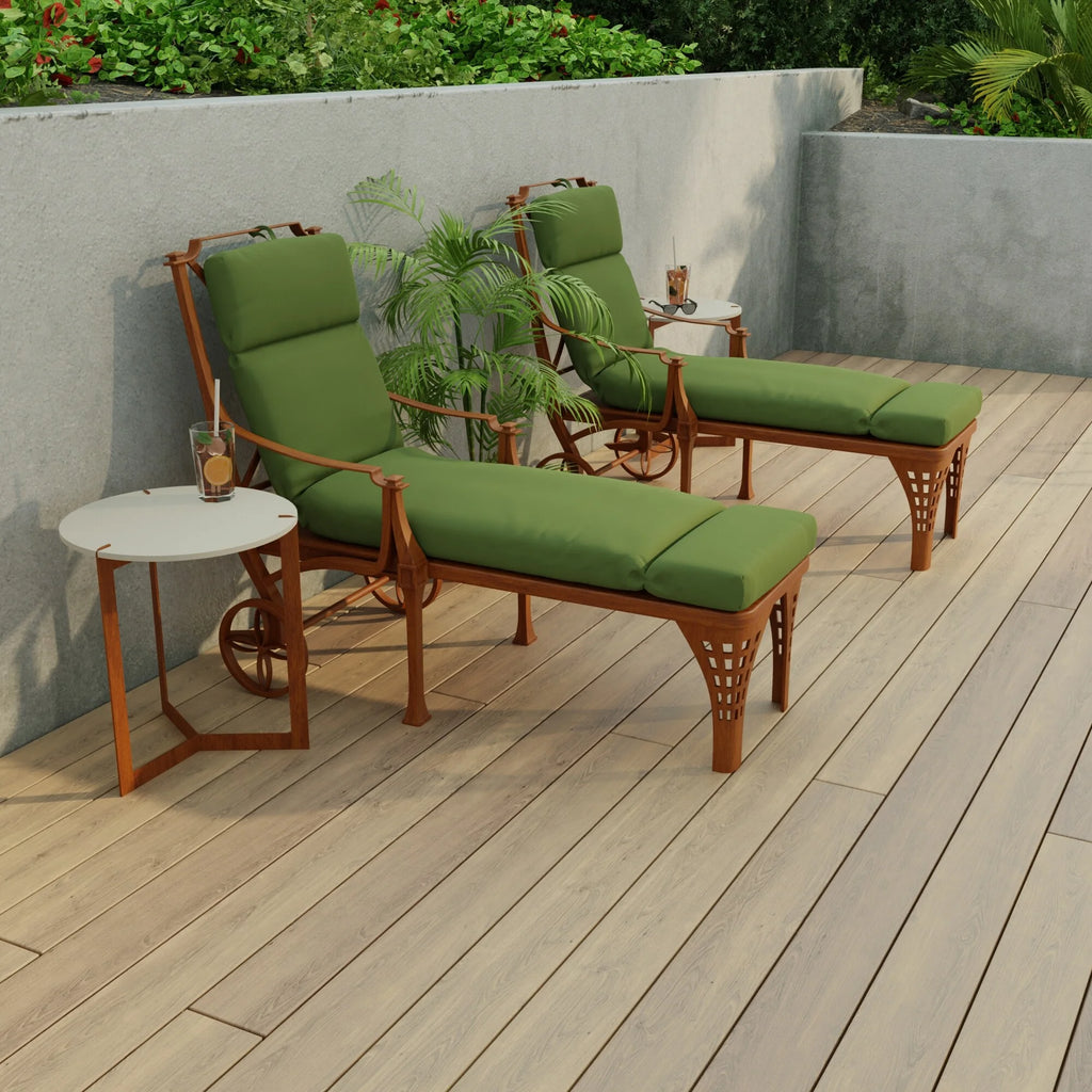 Green Outdoor Chaise Lounge Cushion with Ties R88324
