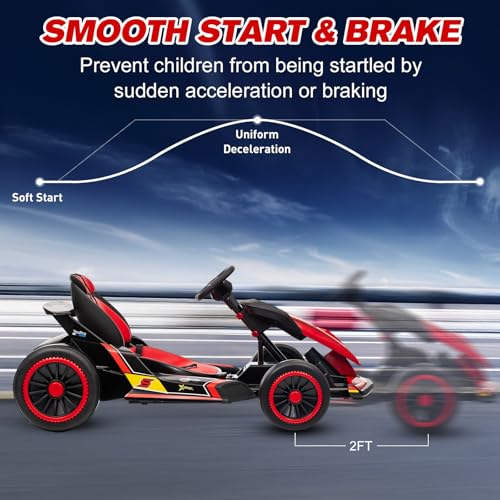 24V Battery Powered Electric Go Kart with 150 * 2 Motors, Red Y532798