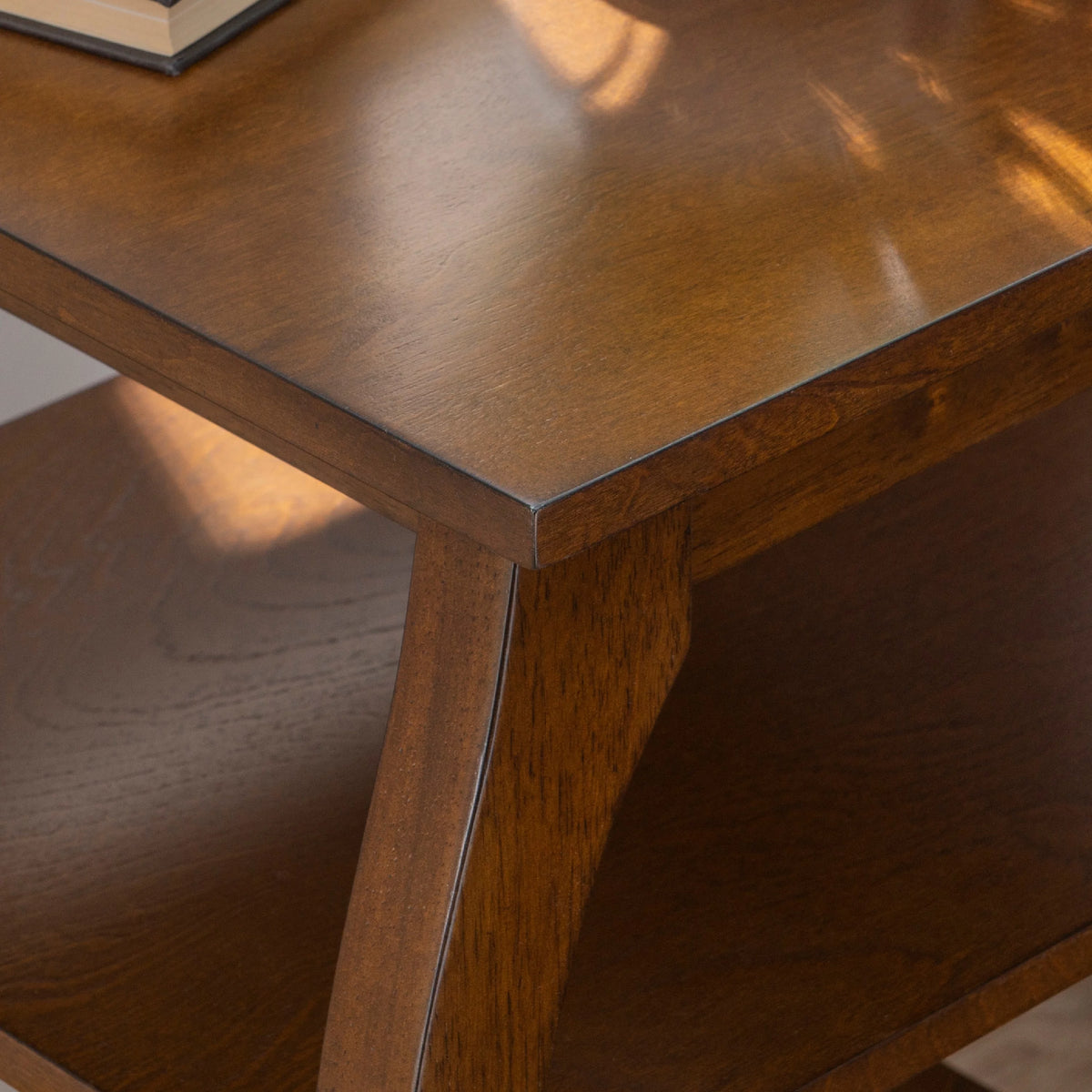 2- Shelf Indoor Accent Side Table, 23" Tall, Hazelnut J519