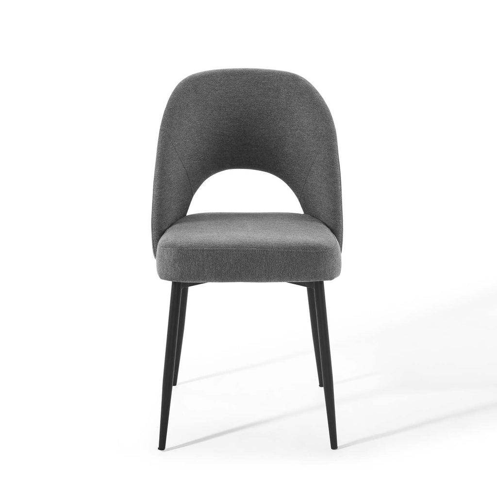 Black Charcoal Upholstered Fabric Dining Side Chair Set of 2 Q78068