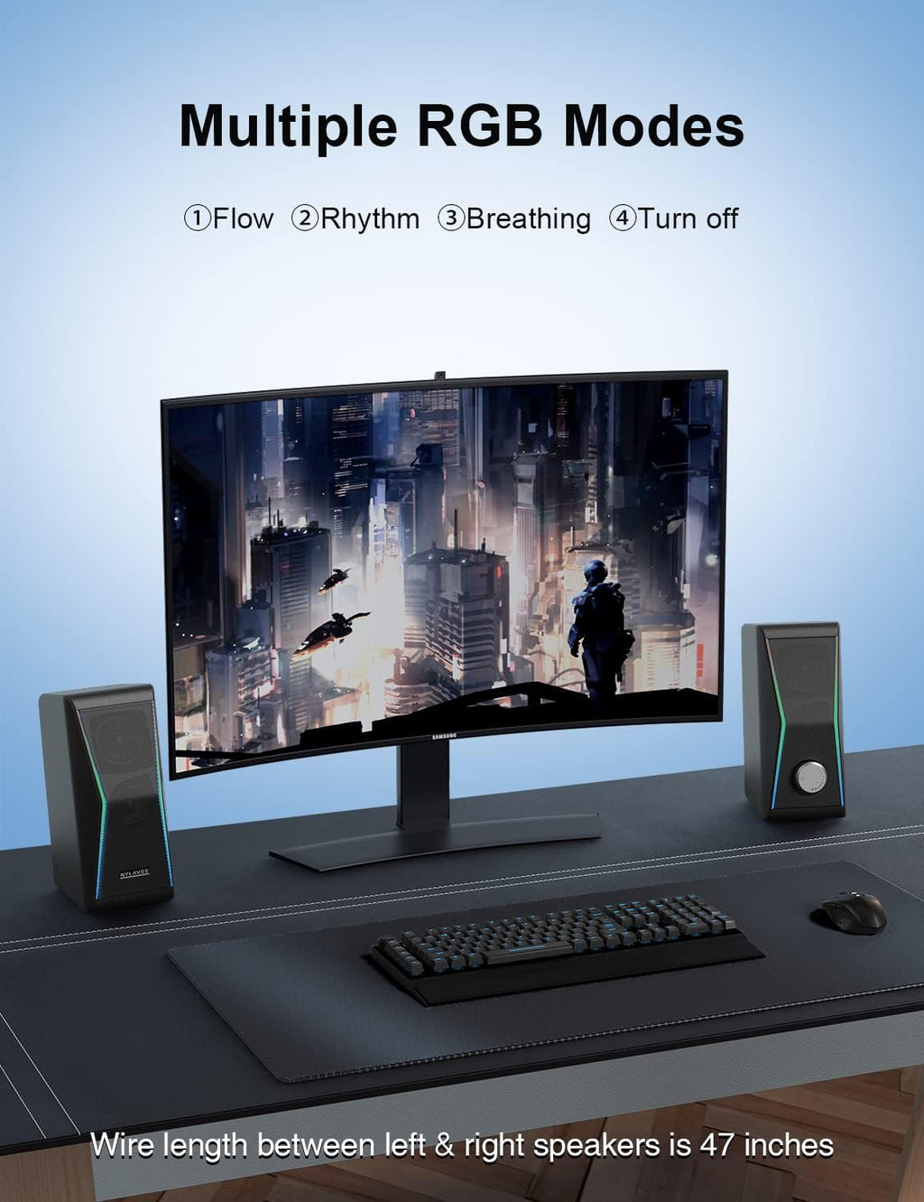 RGB Bluetooth Computer Speakers with Extra Bass, Pack of 2 H1463