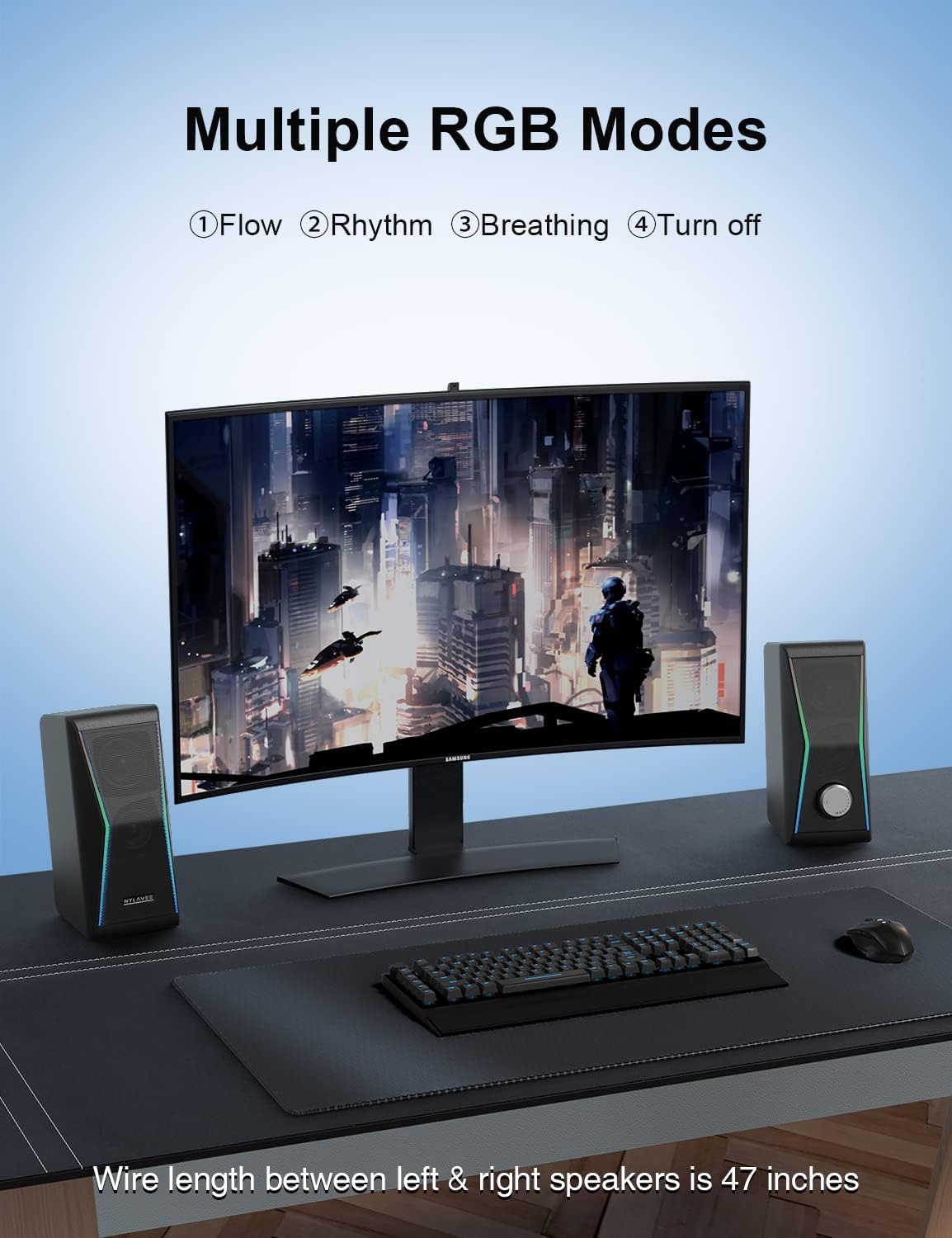 RGB Bluetooth Computer Speakers with Extra Bass, Pack of 2 H1463
