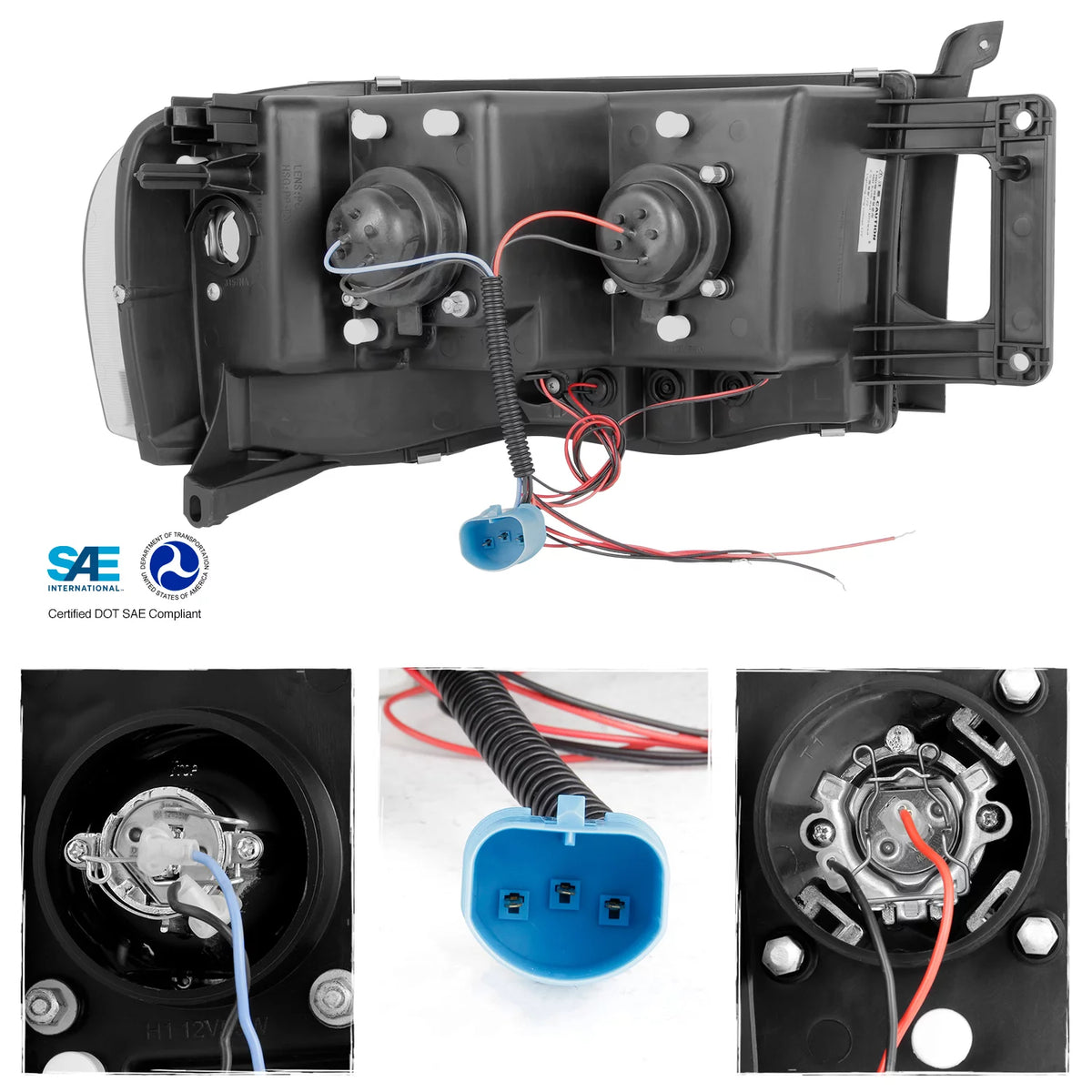 Black Housing Dual Halo DRL Projector LED Headlights + Tail Lamps O266