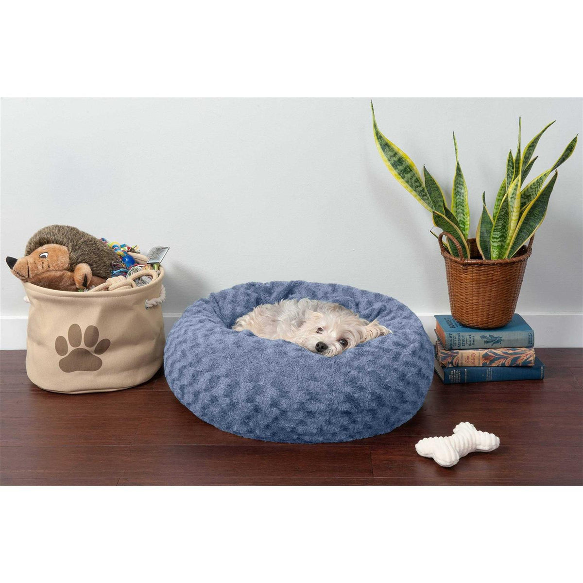 Curly Fur Plush Donut Dog Bed O6937