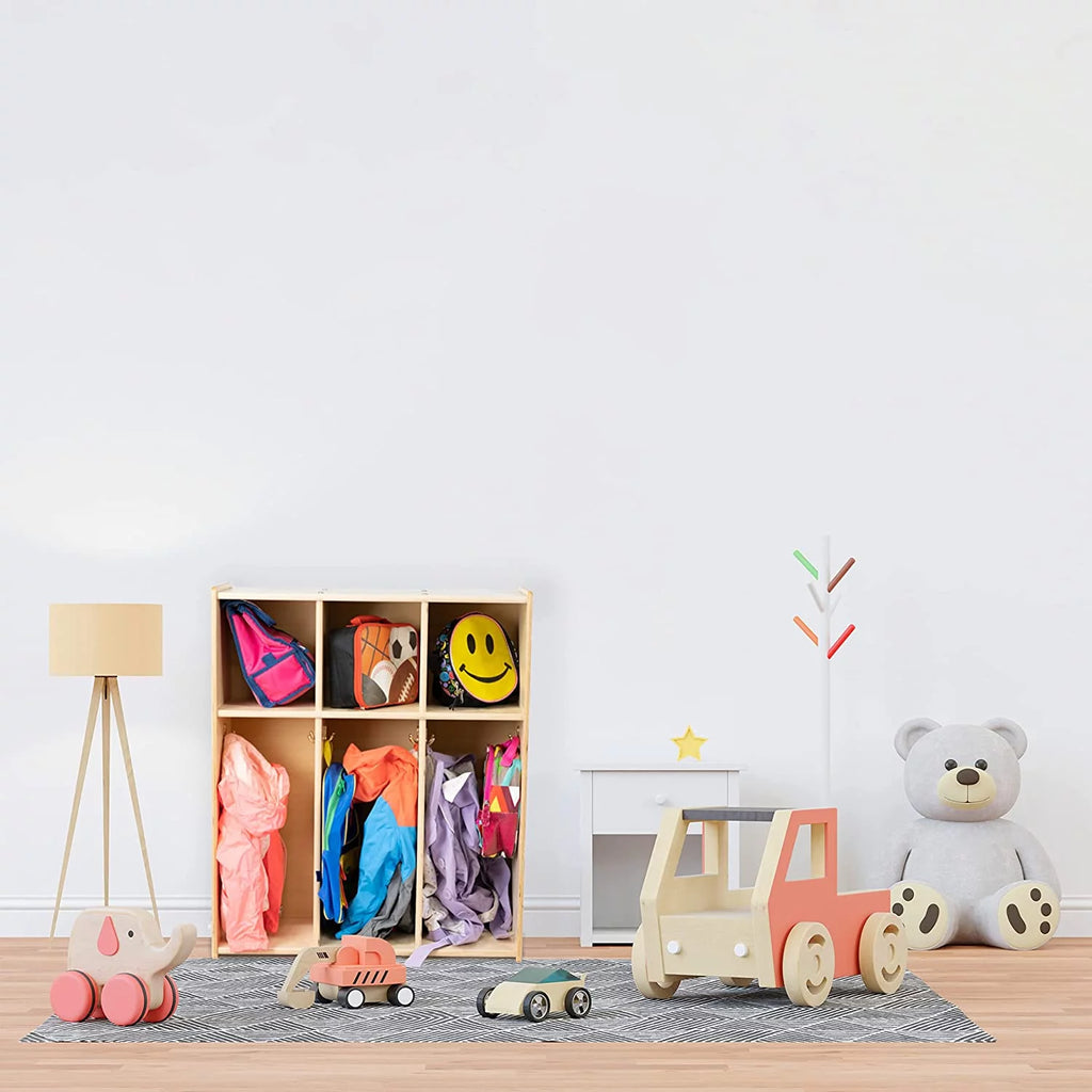 Wooden 3-Section Coat Locker Cubby Rack Q931349