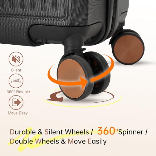 Black 20-Inch Hardside Carry-on Luggage with Spinner Wheels Y658