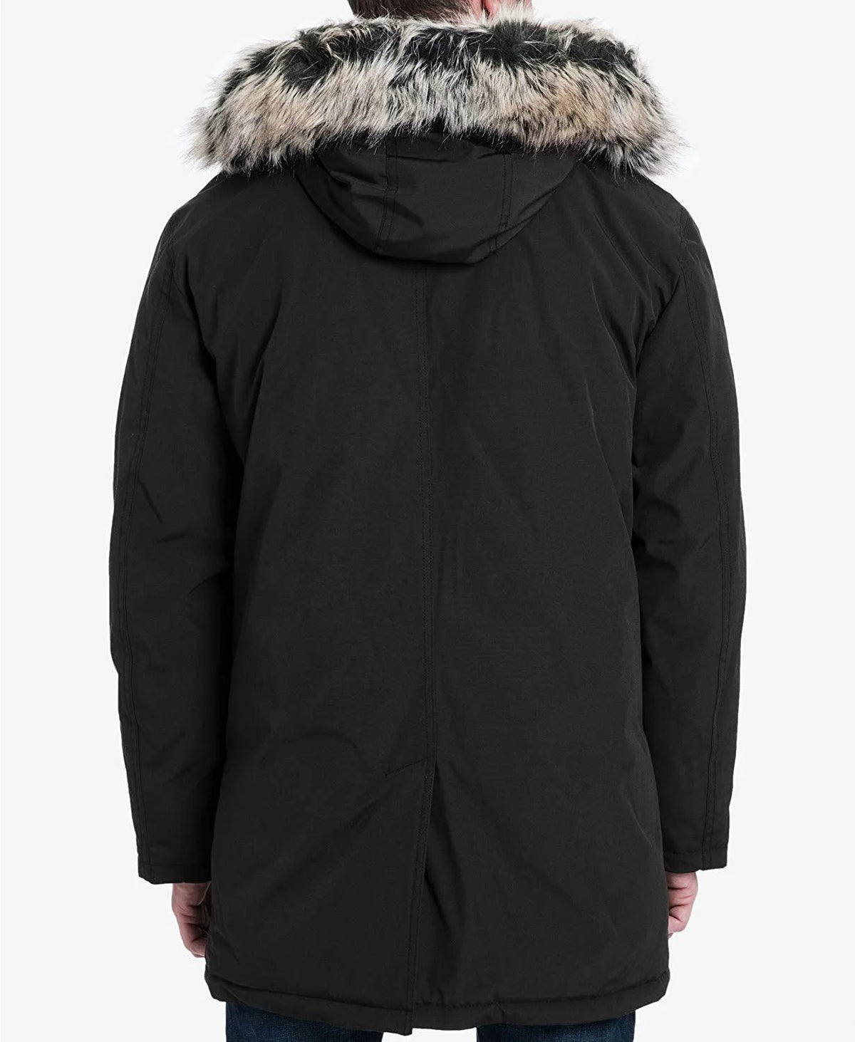 Black Heavyweight Hooded Snorkel Parka Coat Q904653