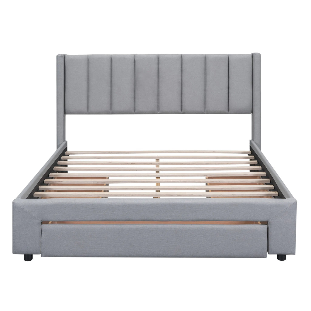 Queen Size Upholstery Platform Bed with Three Storage Drawers M599