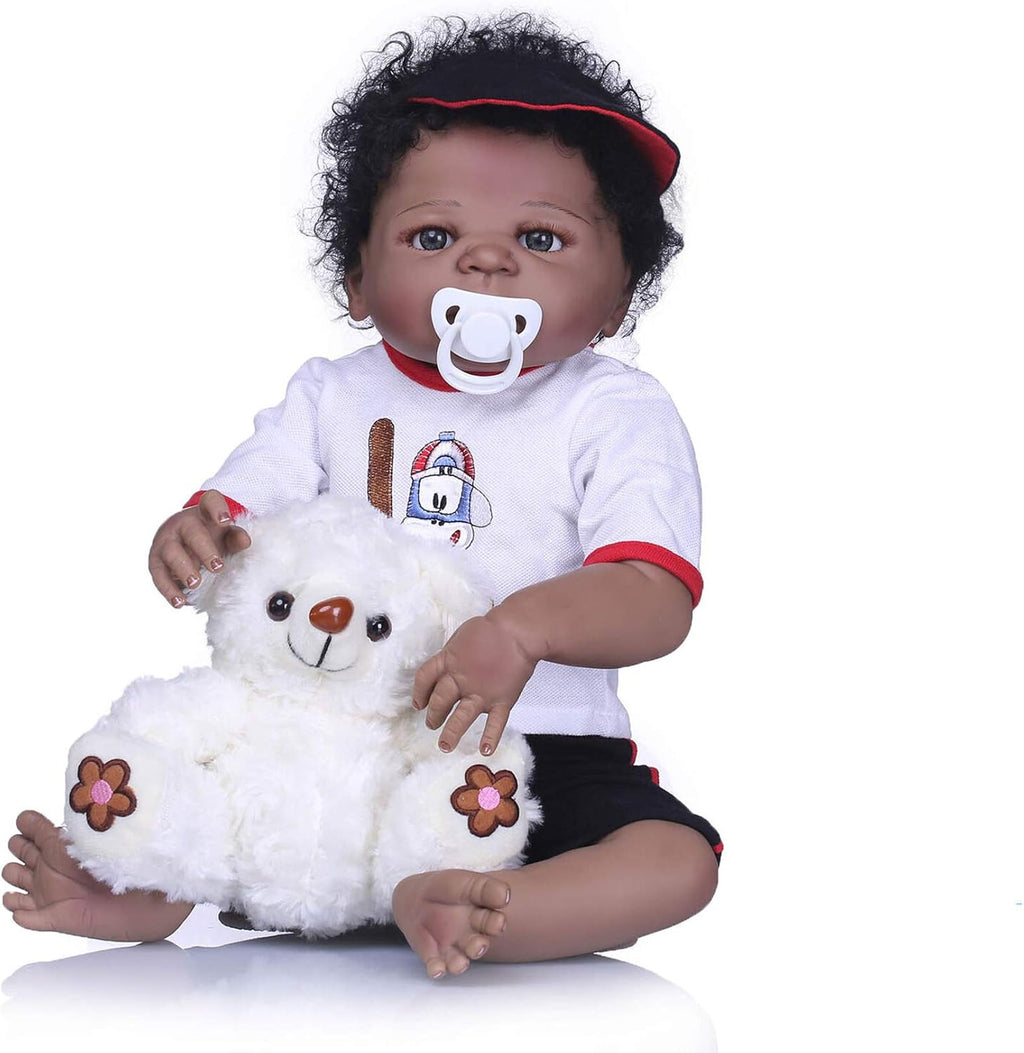 African American Twins Reborn Baby Dolls Silicone Vinyl Full Body Lifelike Waterproof Bathable Dolls T63322