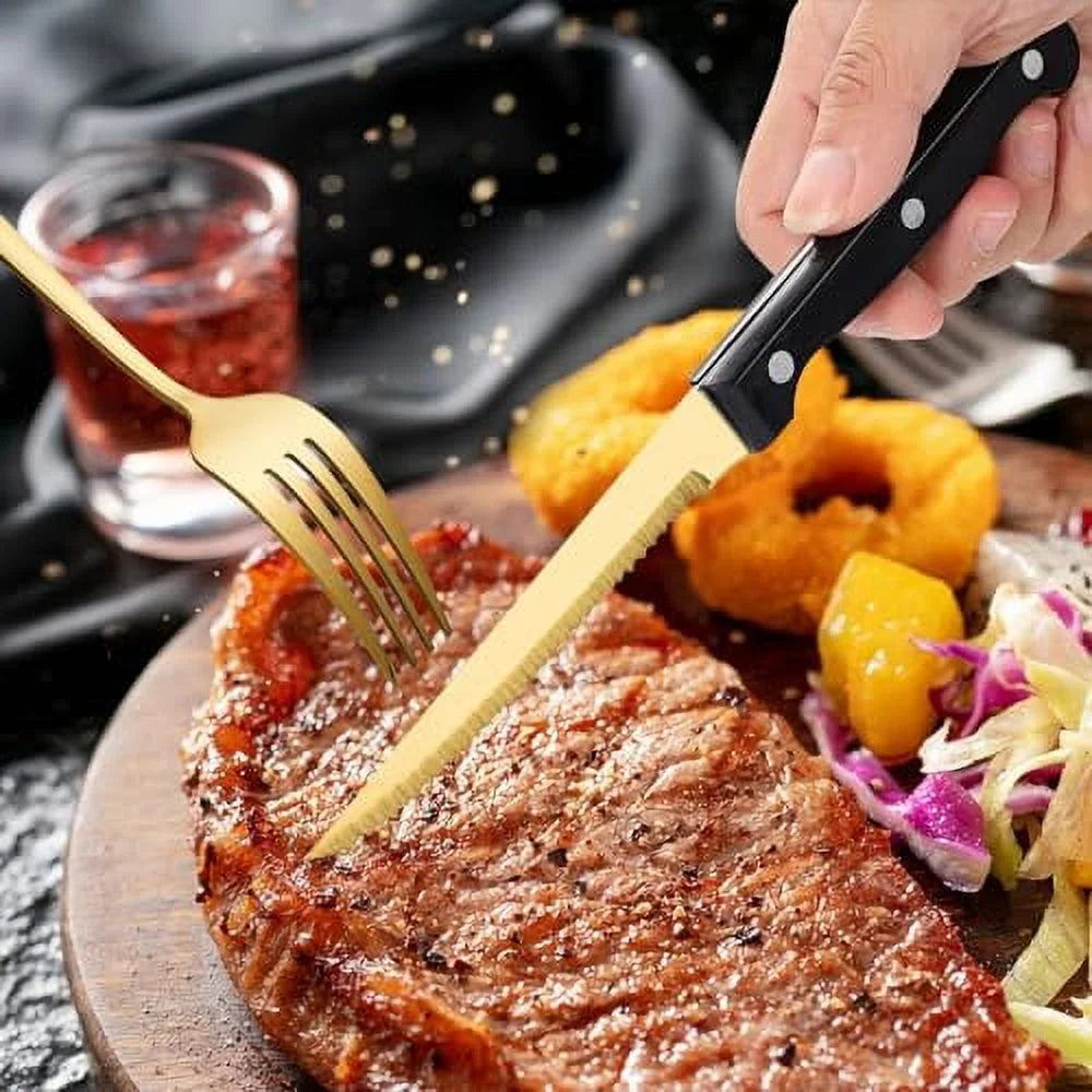 20 Piece Stainless Steel Silverware Set with Steak Knives W6865