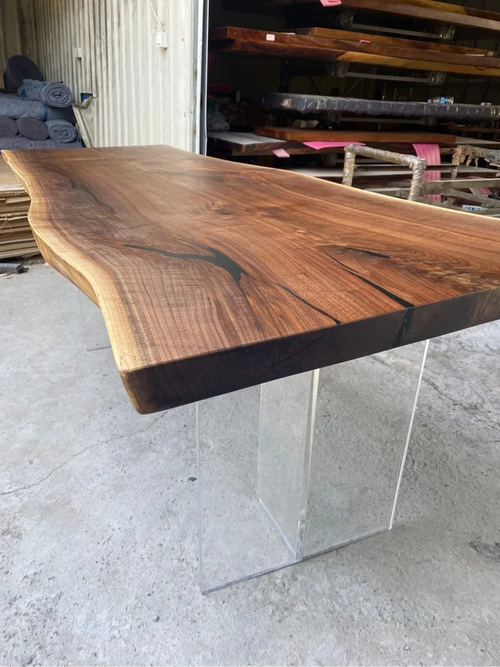 Live Edge Black Walnut Wood Slab Table V245748