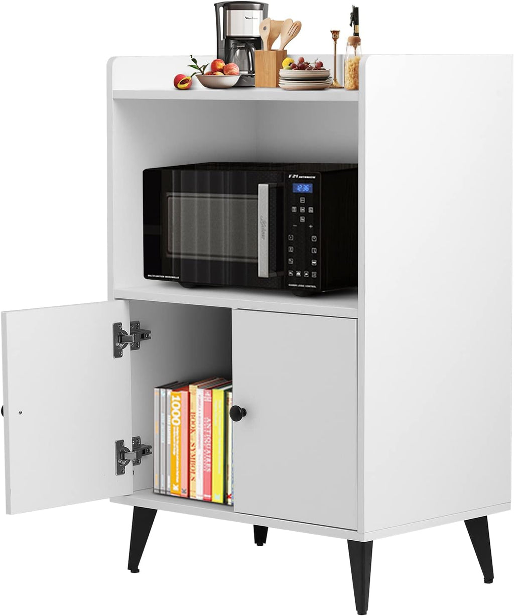 White Microwave Cabinet with Doors, 24x35 U507