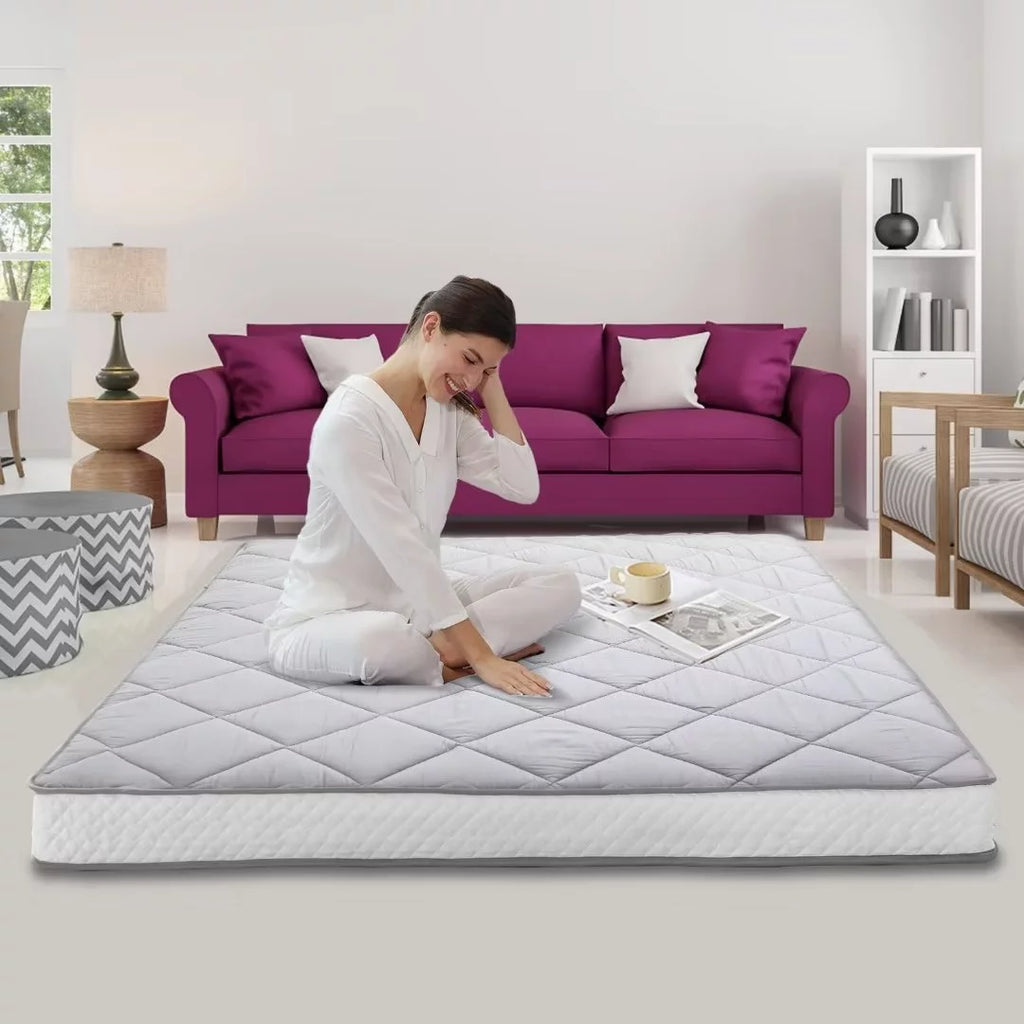 Japanese Floor Mattress Futon Mattress, Foldable Roll Up Mattress, Coffee, Full Size S756