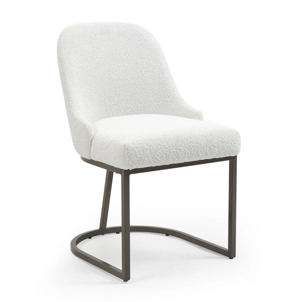 White Black Fabric Iron Dining Chair Set of 2 D438