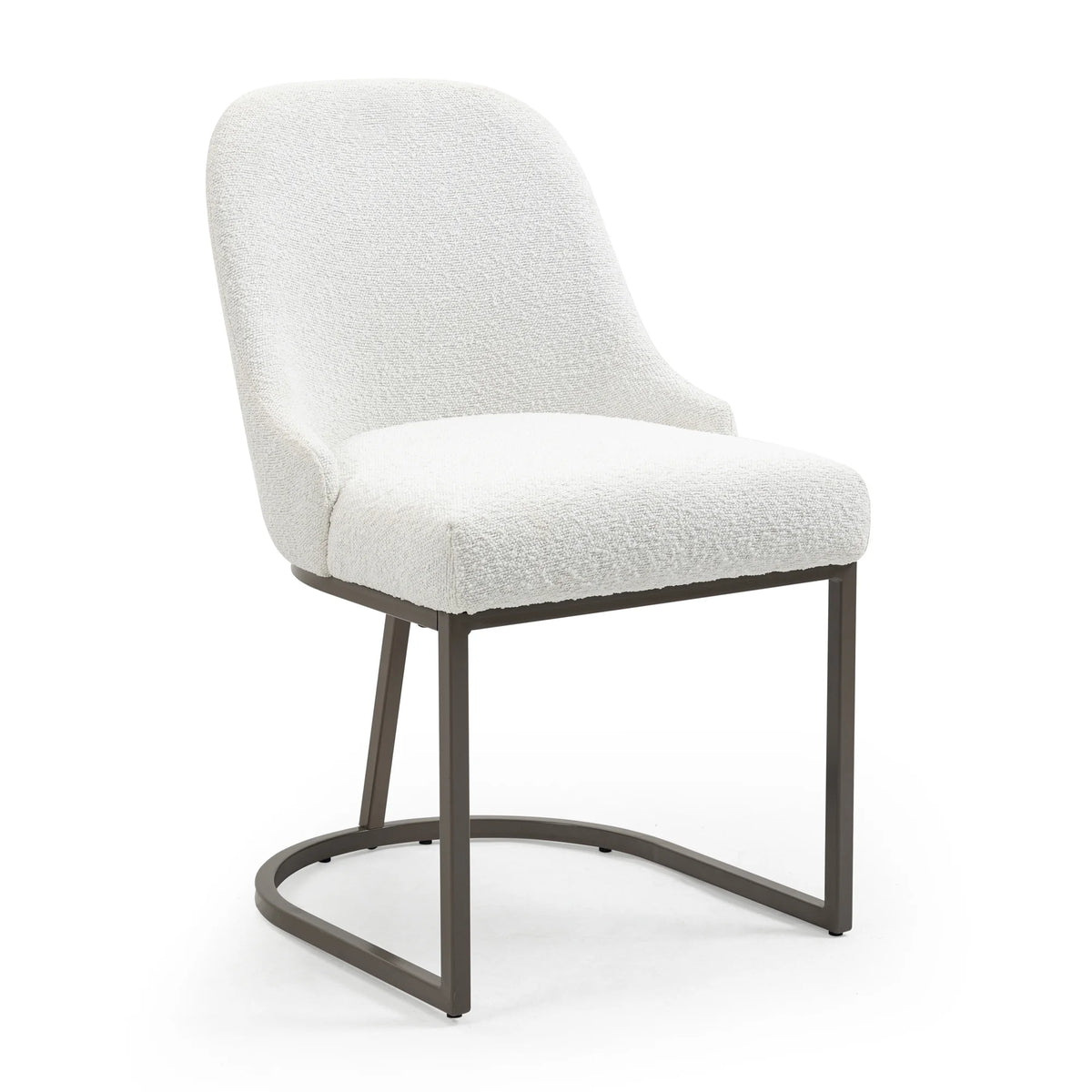White Black Fabric Iron Dining Chair Set of 2 D438