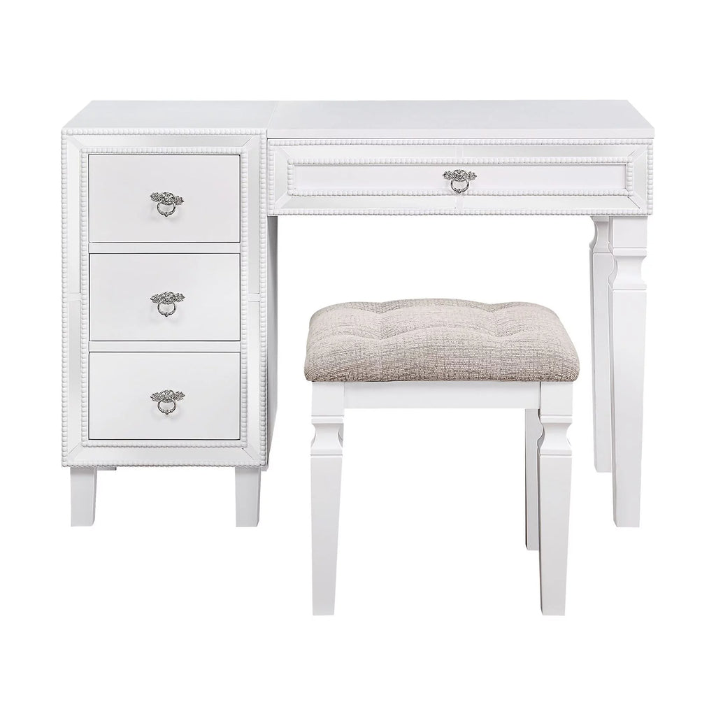 Black Wooden Makeup Vanity Set with Mirror and Stool H93764
