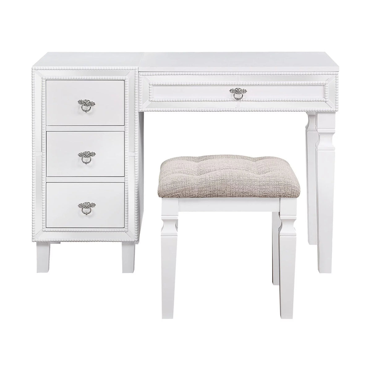 Black Wooden Makeup Vanity Set with Mirror and Stool H93764