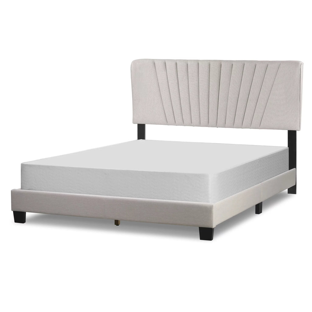 Beige Fabric Queen Bed K40365