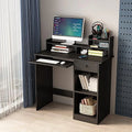 White Wood Computer Desk with Drawers and Keyboard Tray W83323