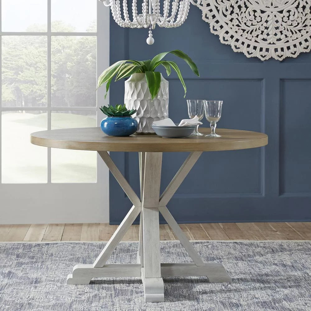 White Single Pedestal Table Q681