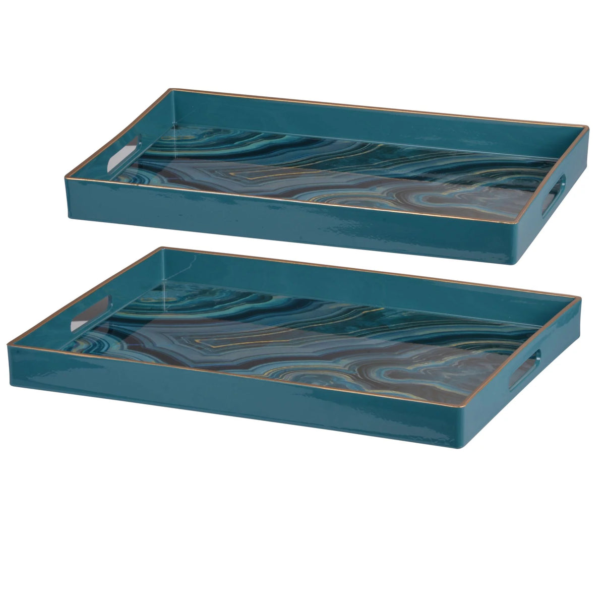 Set of 2 Blue Rectangular Trays R6763