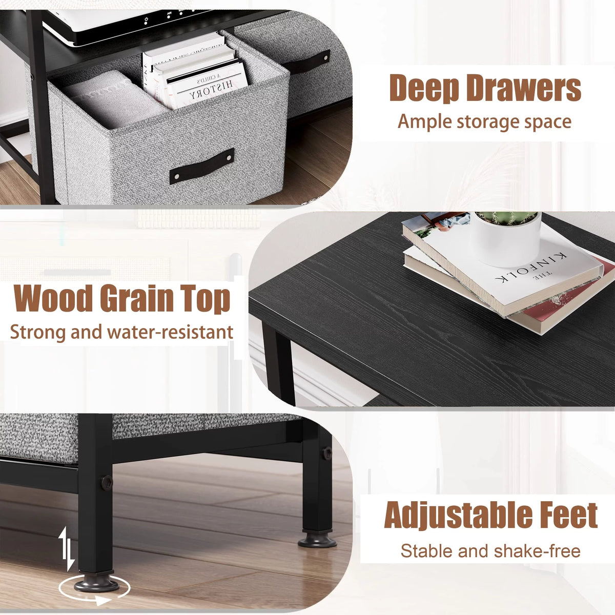 Grey Dresser TV Stand with Drawers and Shelves T26178