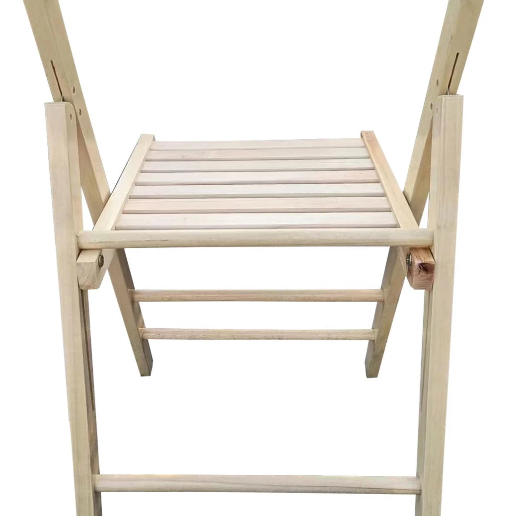 Lightweight Portable Slatted Wood Folding Chair with Backrest and Footrest R778445