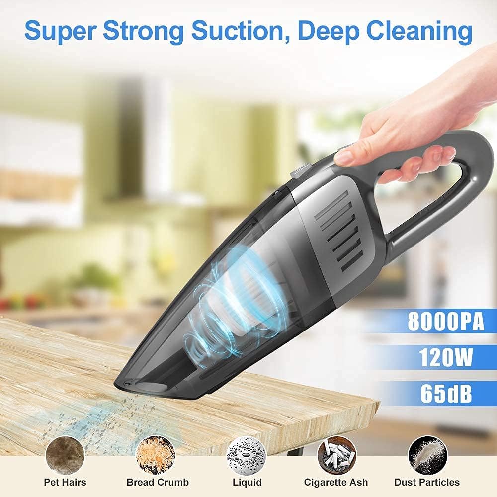 Portable Cordless Car Handheld Vacuum Cleaner, 8000PA, 120W, Wet & Dry Use G5604