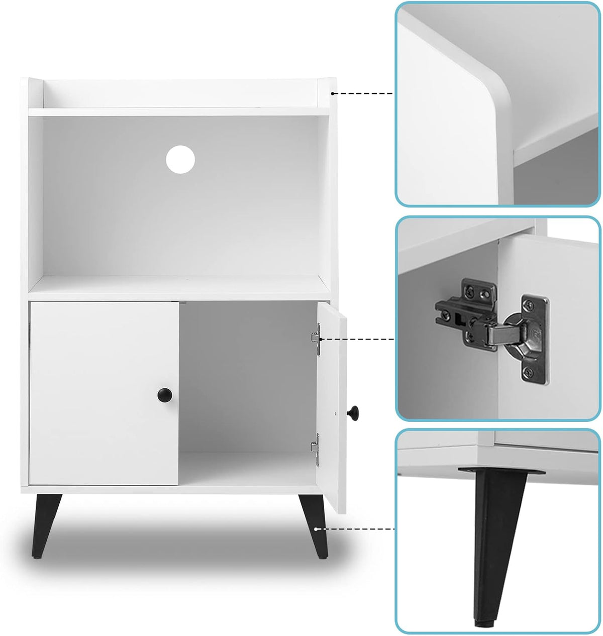 White Microwave Cabinet with Doors, 24x35 U507