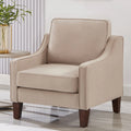 Taupe Velvet Upholstered Armchair with Wooden Legs P5428