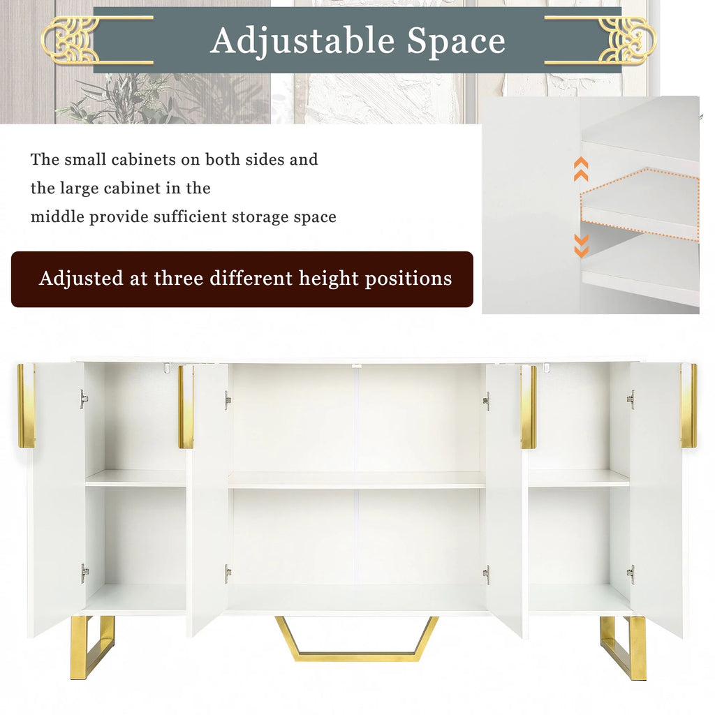 White 4 Door Buffet Sideboard with Metal Legs J19251