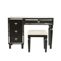 Black Wooden Makeup Vanity Set with Mirror and Stool H93764