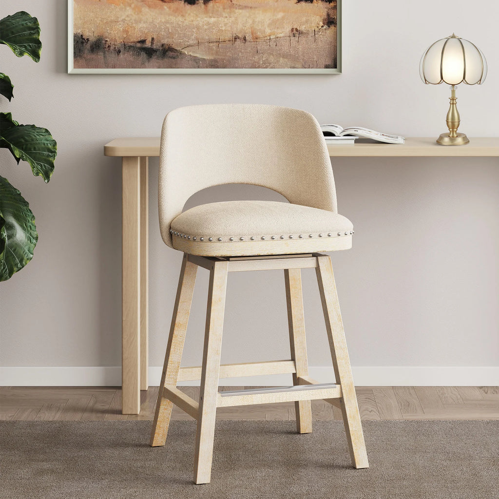 Swivel Counter Stool with Rubber Wood H255586