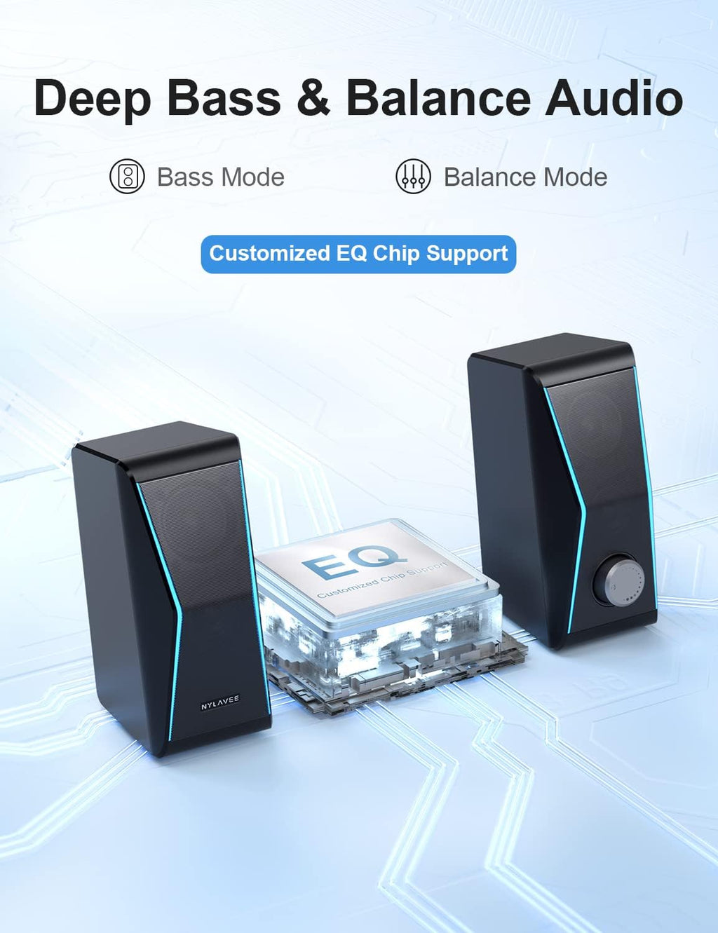 RGB Bluetooth Computer Speakers with Extra Bass, Pack of 2 H1463