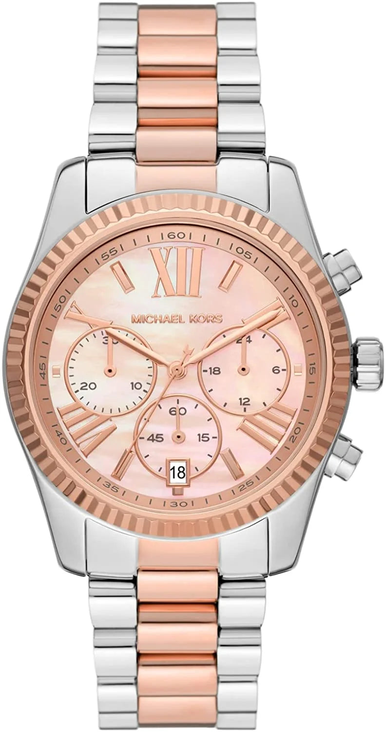 Two Tone Rose Gold Silver Chronograph Watch J207