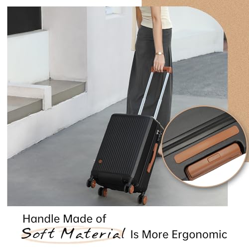 Black 20-Inch Hardside Carry-on Luggage with Spinner Wheels Y658