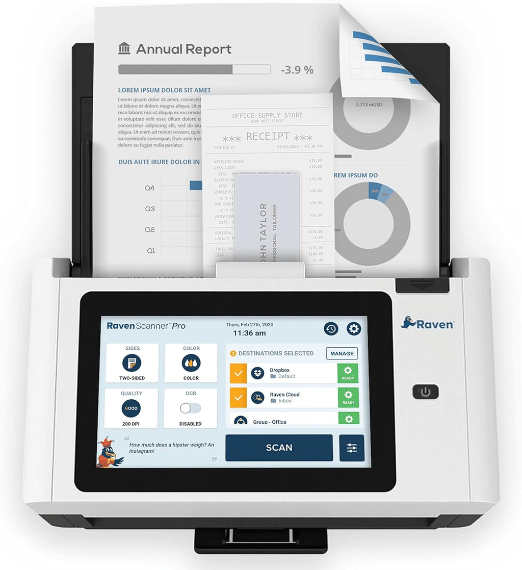 Raven Pro Document Scanner with Touchscreen, Color Duplex Feeder, Wireless, WiFi, Ethernet, USB C561035