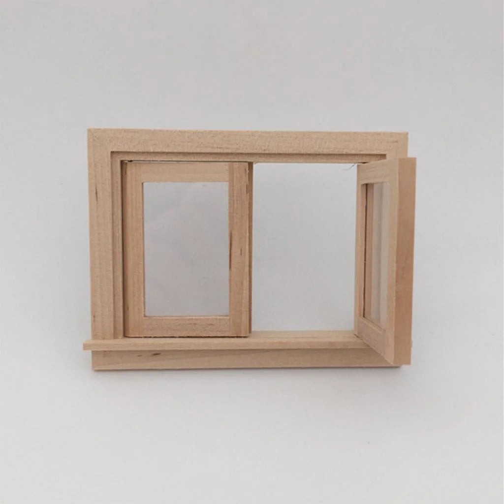 3 Pieces 1/12 Dollhouse DIY Unpainted 2-Pane Window Frame S647