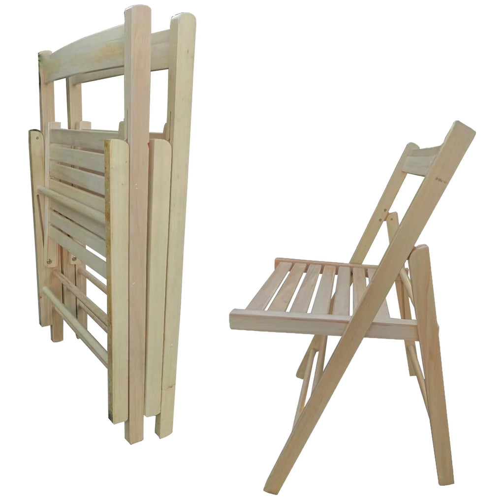 Lightweight Portable Slatted Wood Folding Chair with Backrest and Footrest R778445