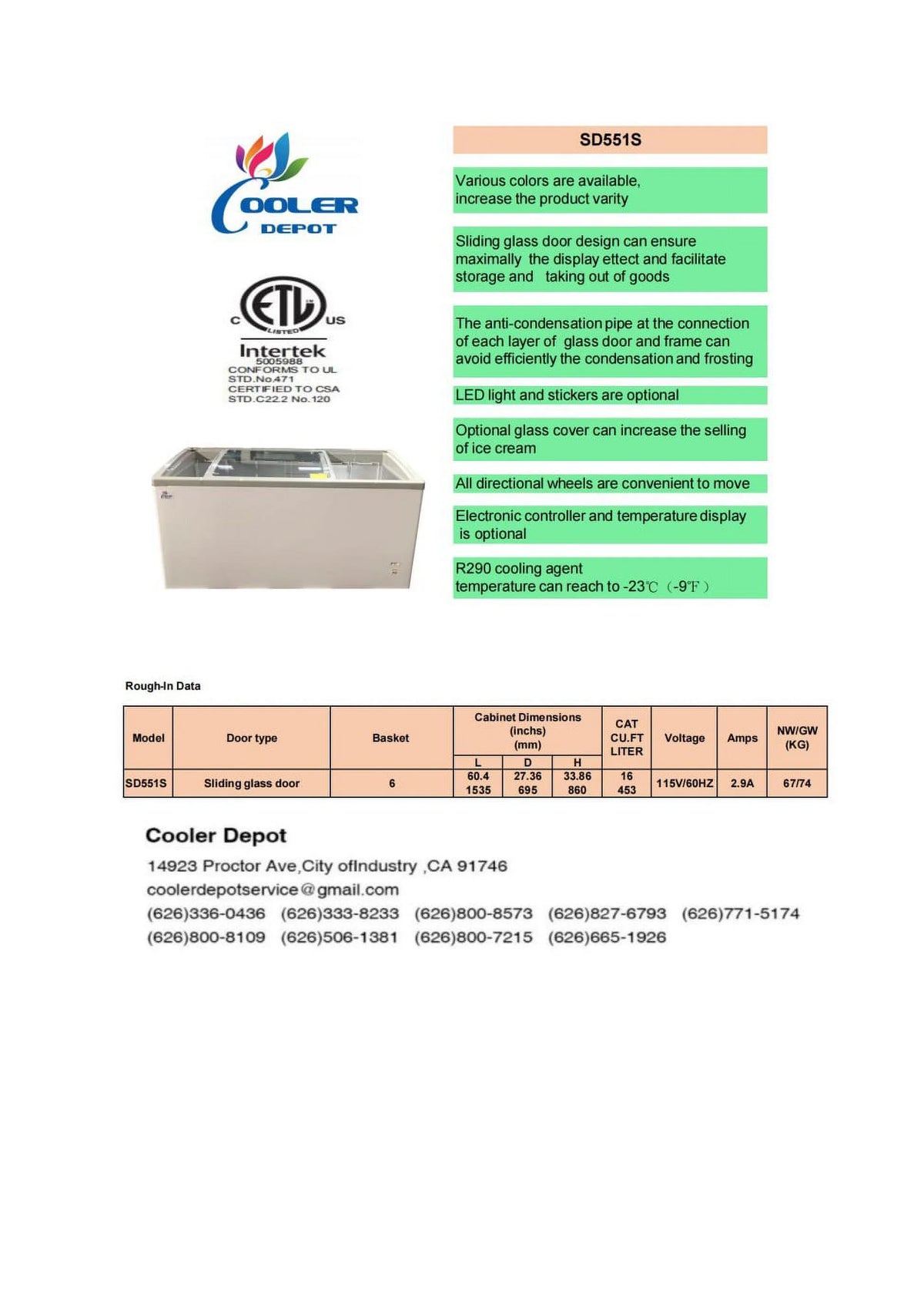 60 inches Glass Door Freezer L226