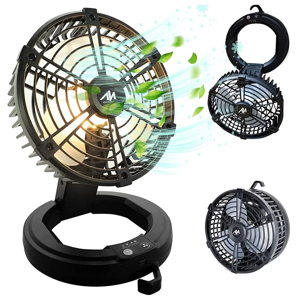 Rechargeable Camping Fan with LED Lantern T2376