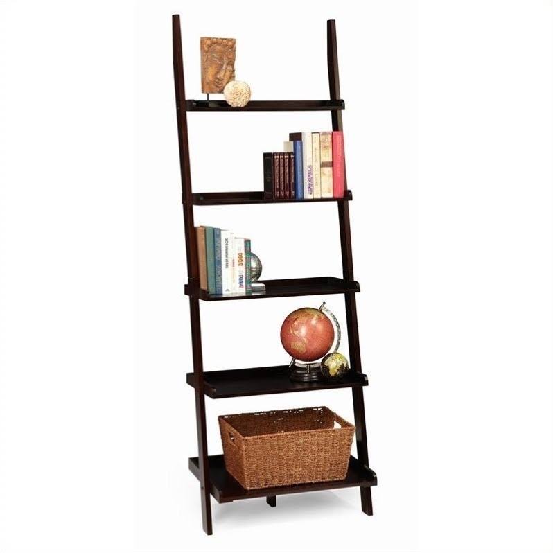 Espresso 5-Shelf Bookshelf Ladder X91633