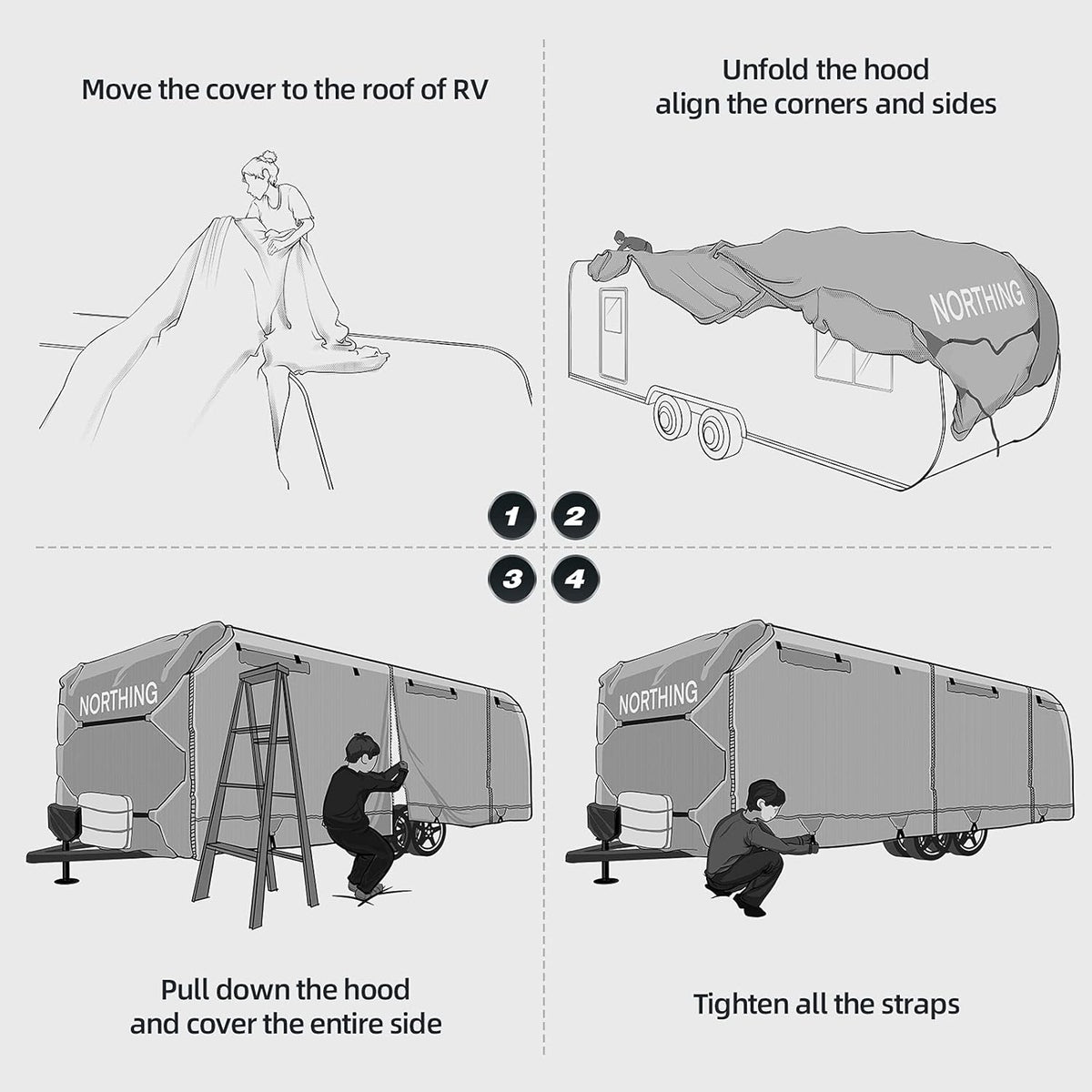 Silver Coating Travel Trailer RV Cover for 27-30 ft P748316