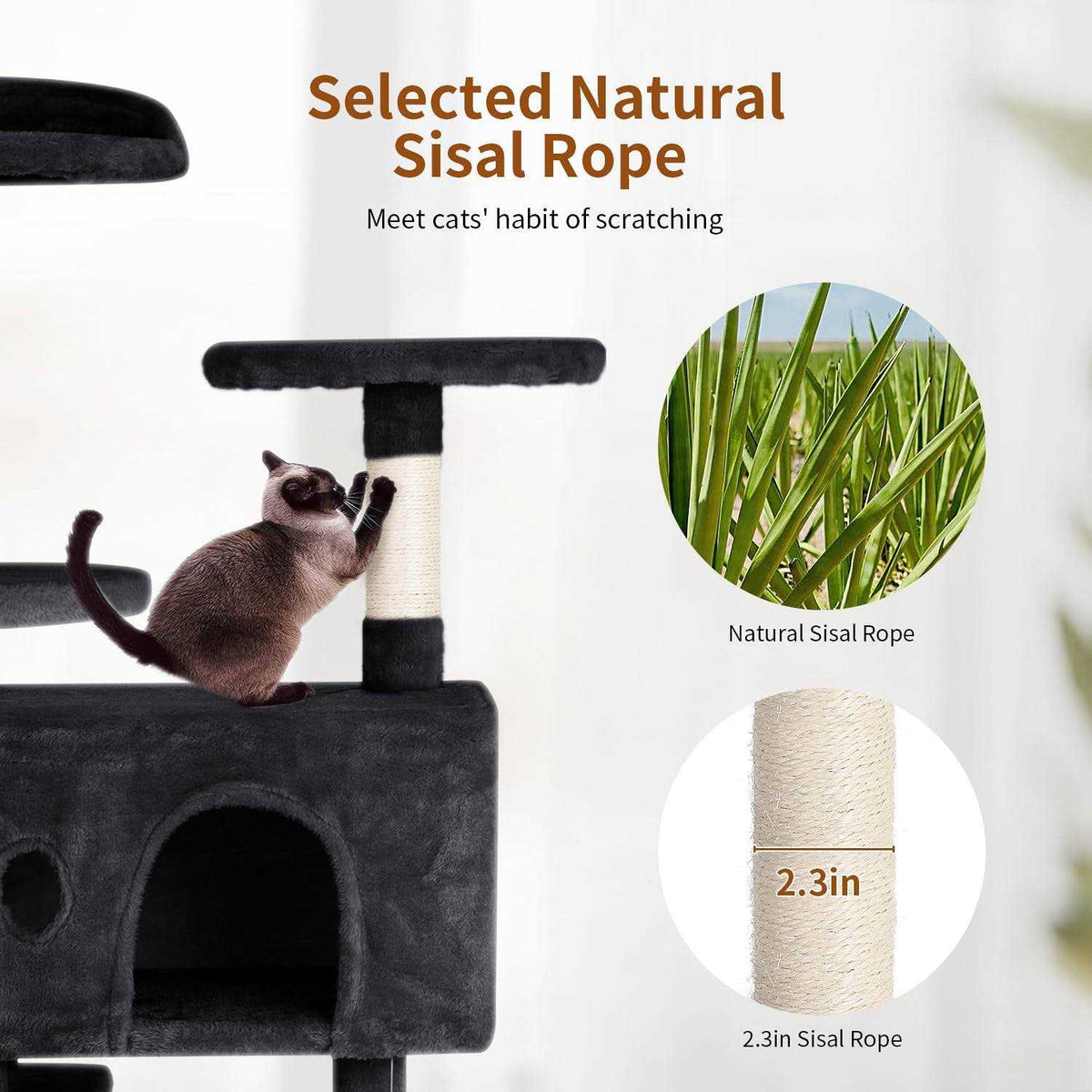 54in Multi-Level Cat Tree with Scratching Post K113