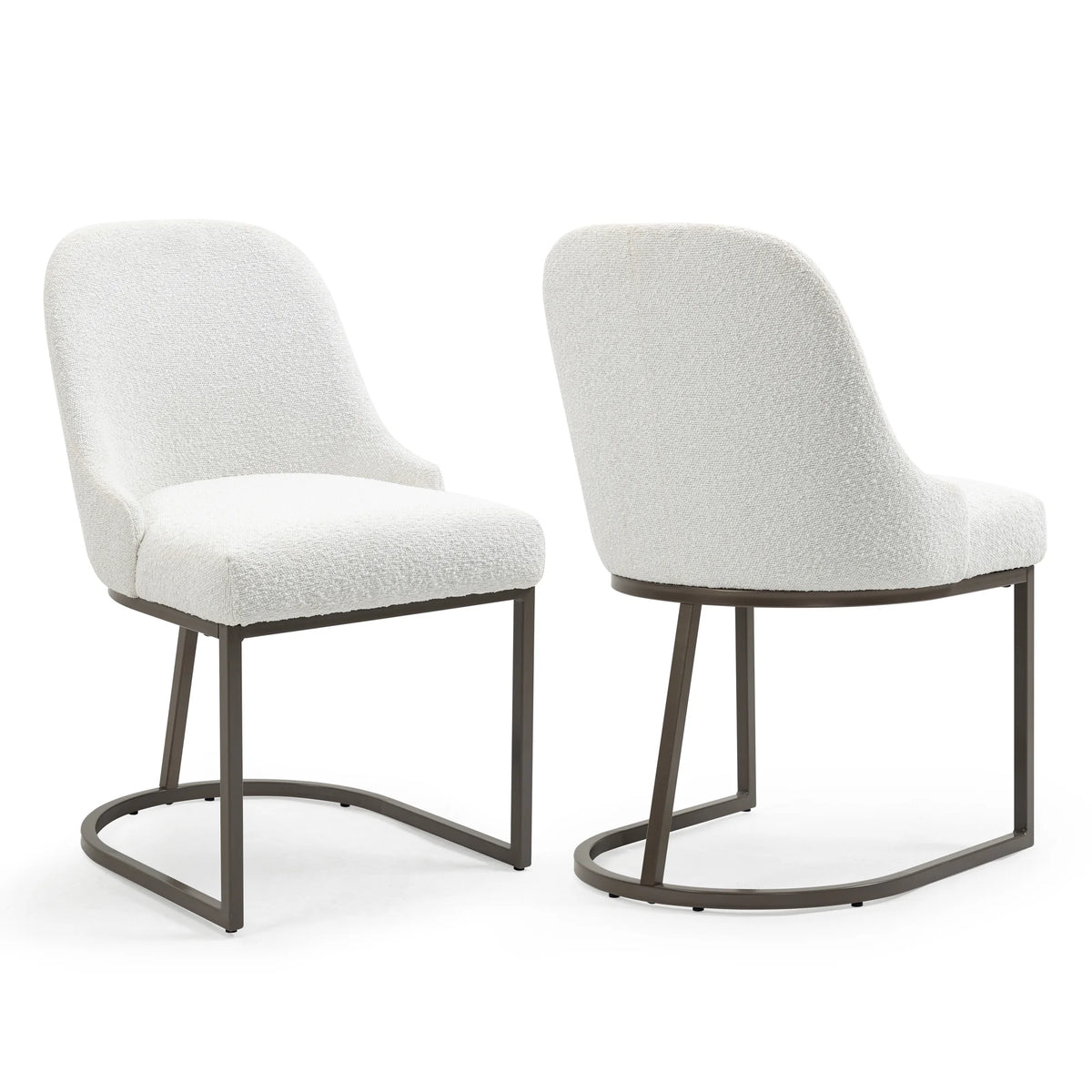 White Black Fabric Iron Dining Chair Set of 2 D438
