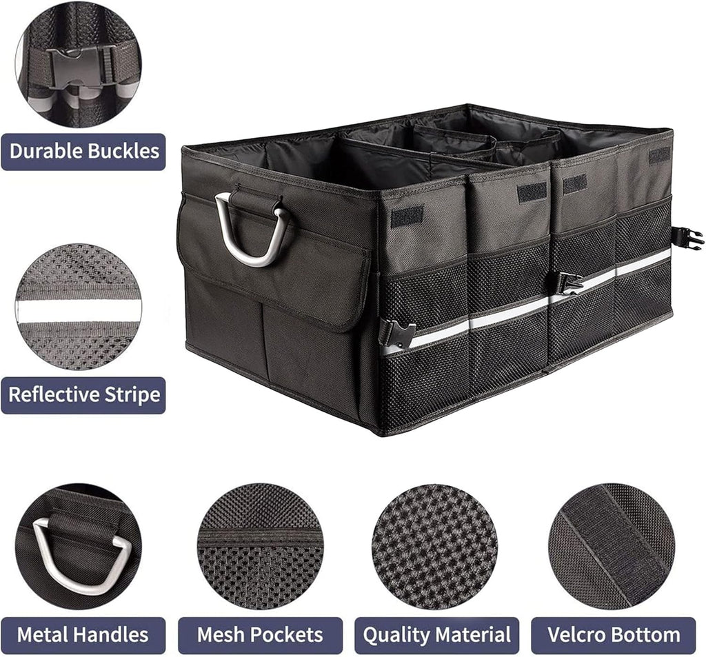 Car Trunk Organizer With Two Lids, Expandable Large Capacity, Non-Slip Bottom, Oxford Fabric Q1642
