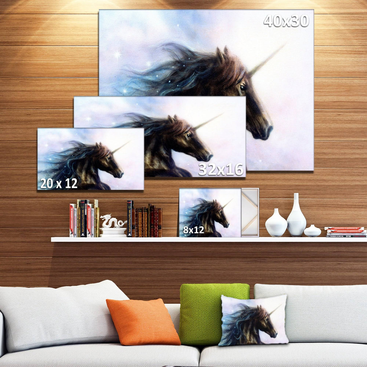 Black Unicorn Animal Canvas Art Print E97943