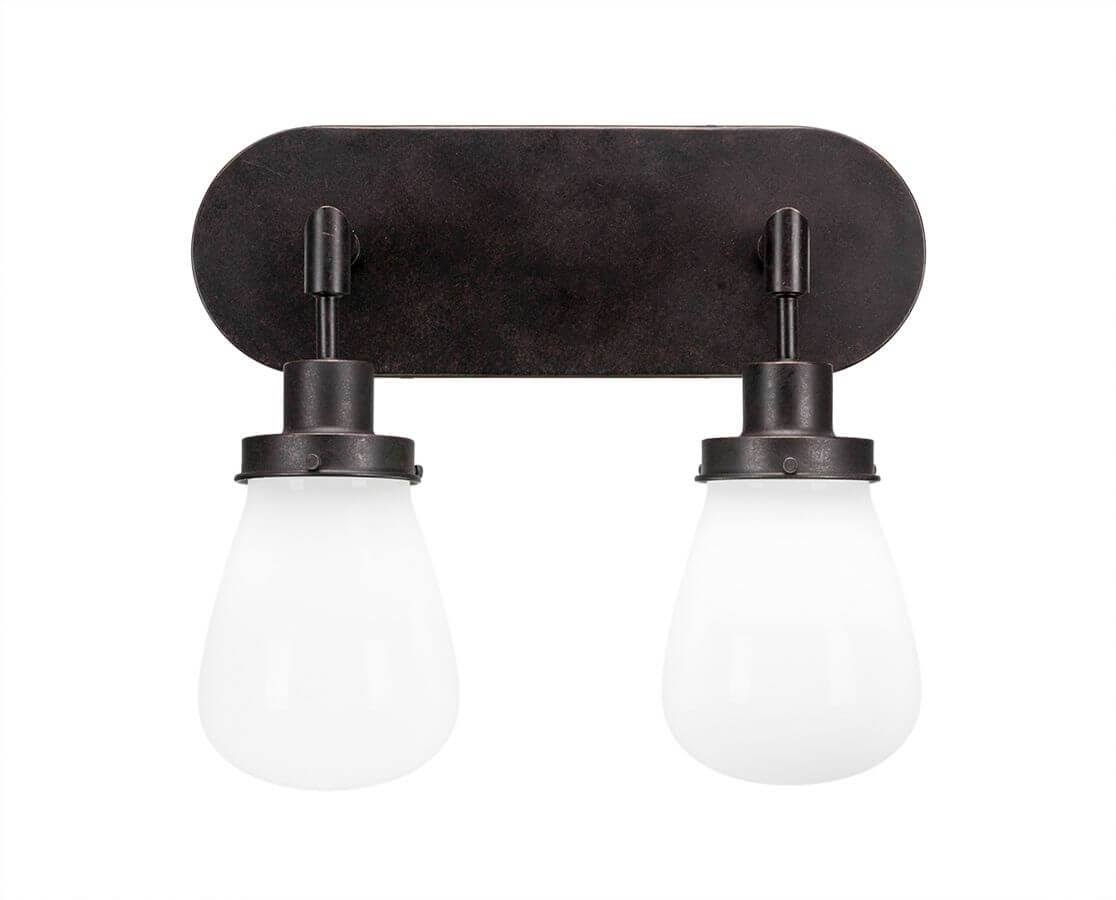 Two Light Bath Bar Dark Granite Finish with White Glass N22862