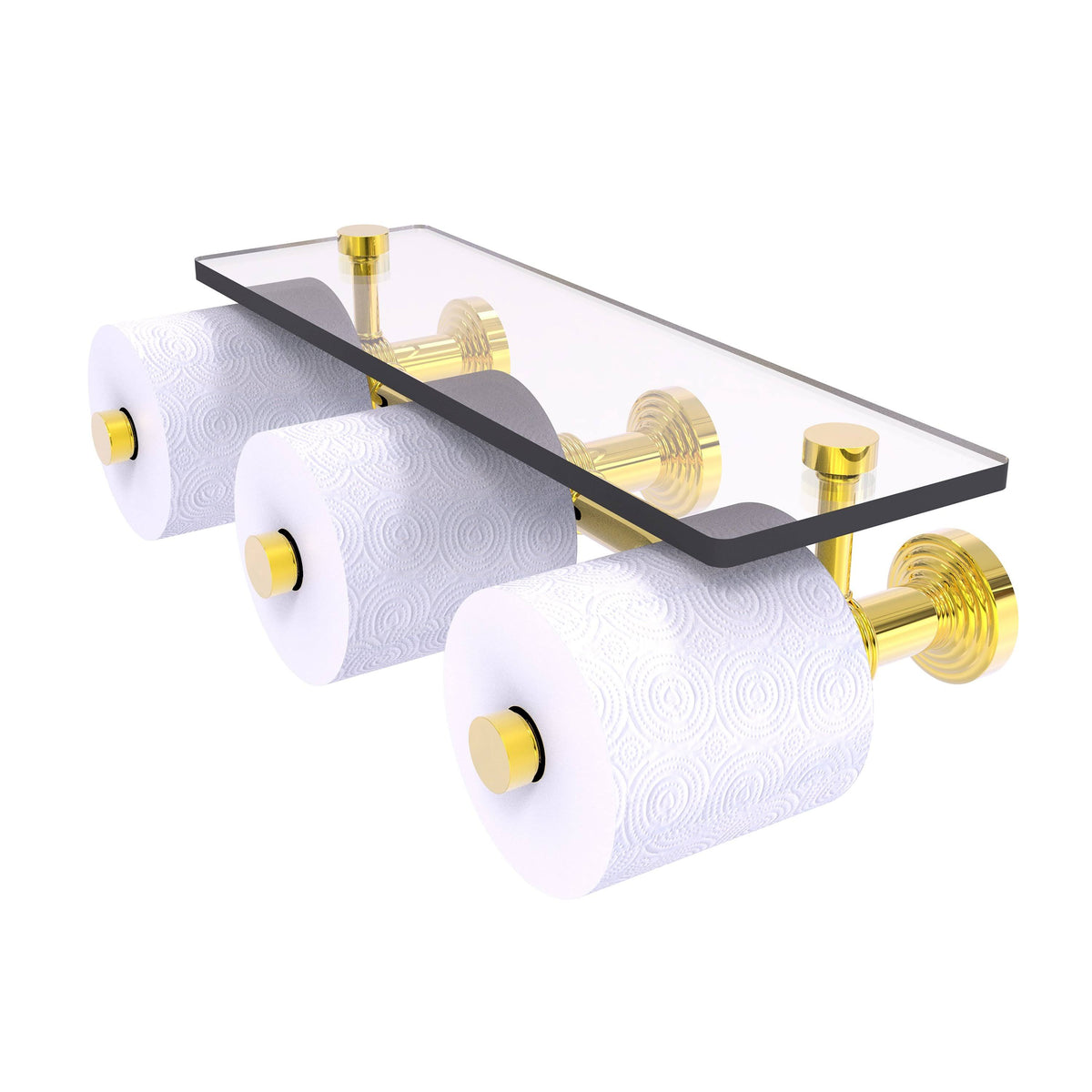 Polished Brass Wall Mount Toilet Paper Holder with Glass Shelf D482256