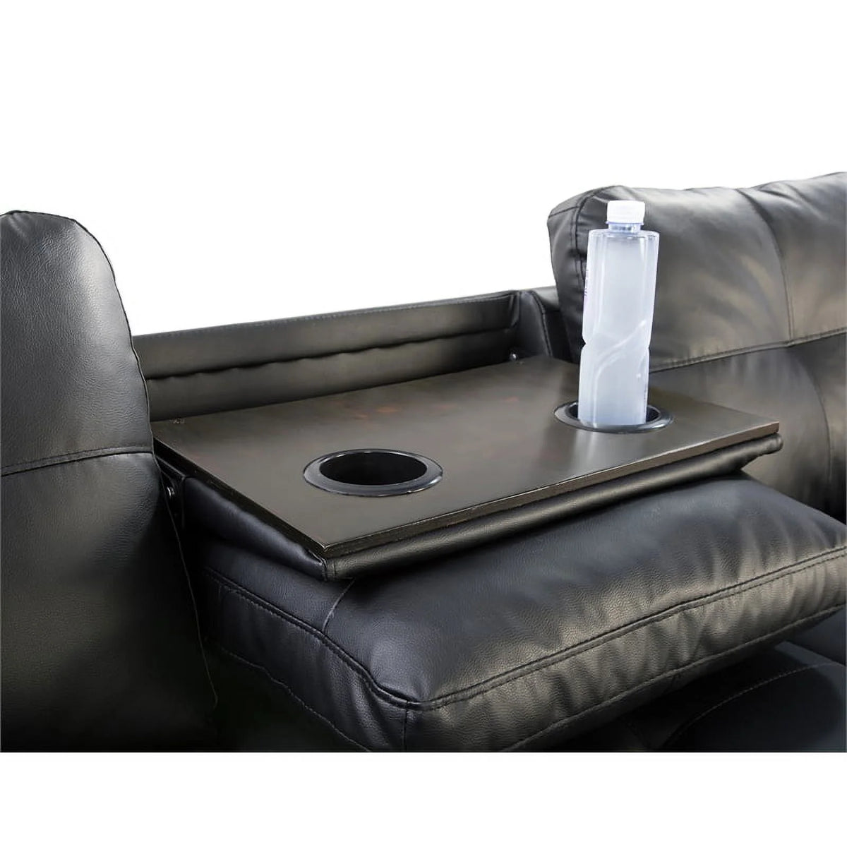 Faux Leather Sectional Sofa in Black C71917